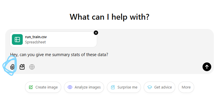 showing where the upload button is