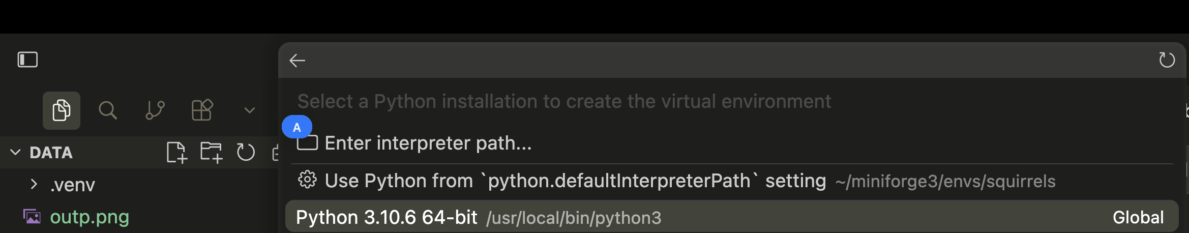 Step 4: Select Python interpreter