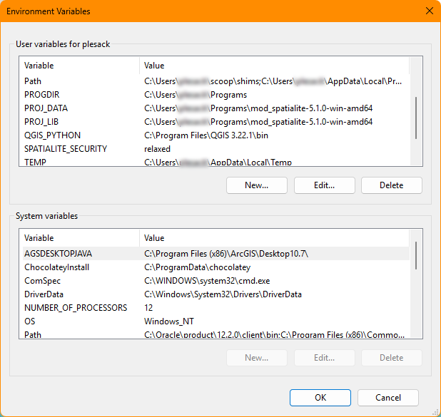 Environment variables