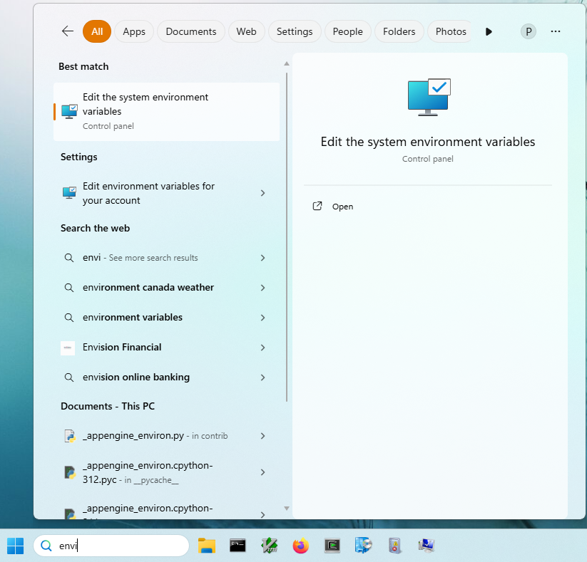 Find environment variables