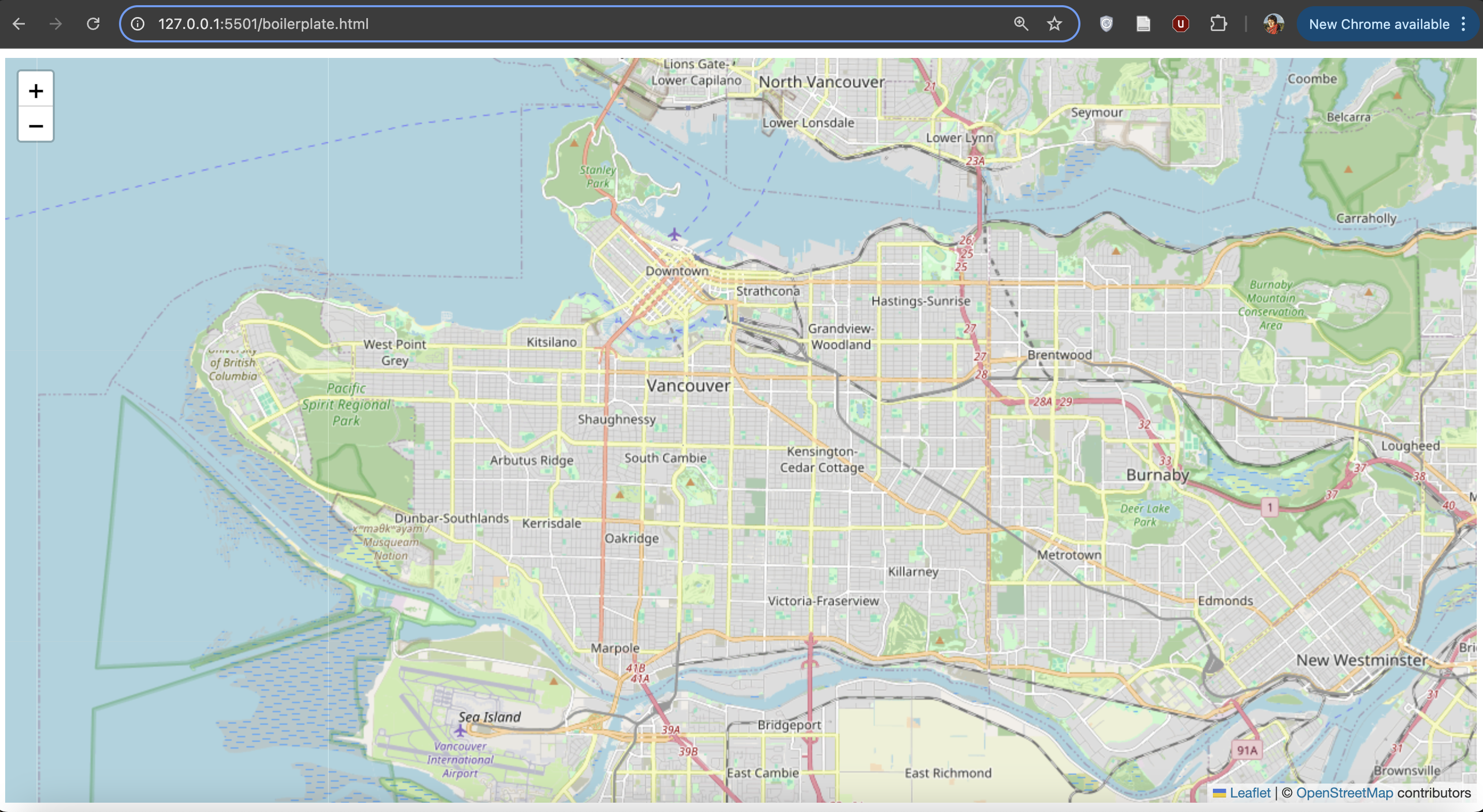 Map loads over the center of Vancouver!