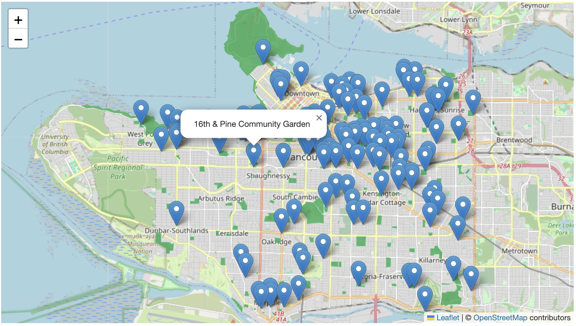 map of garden popups