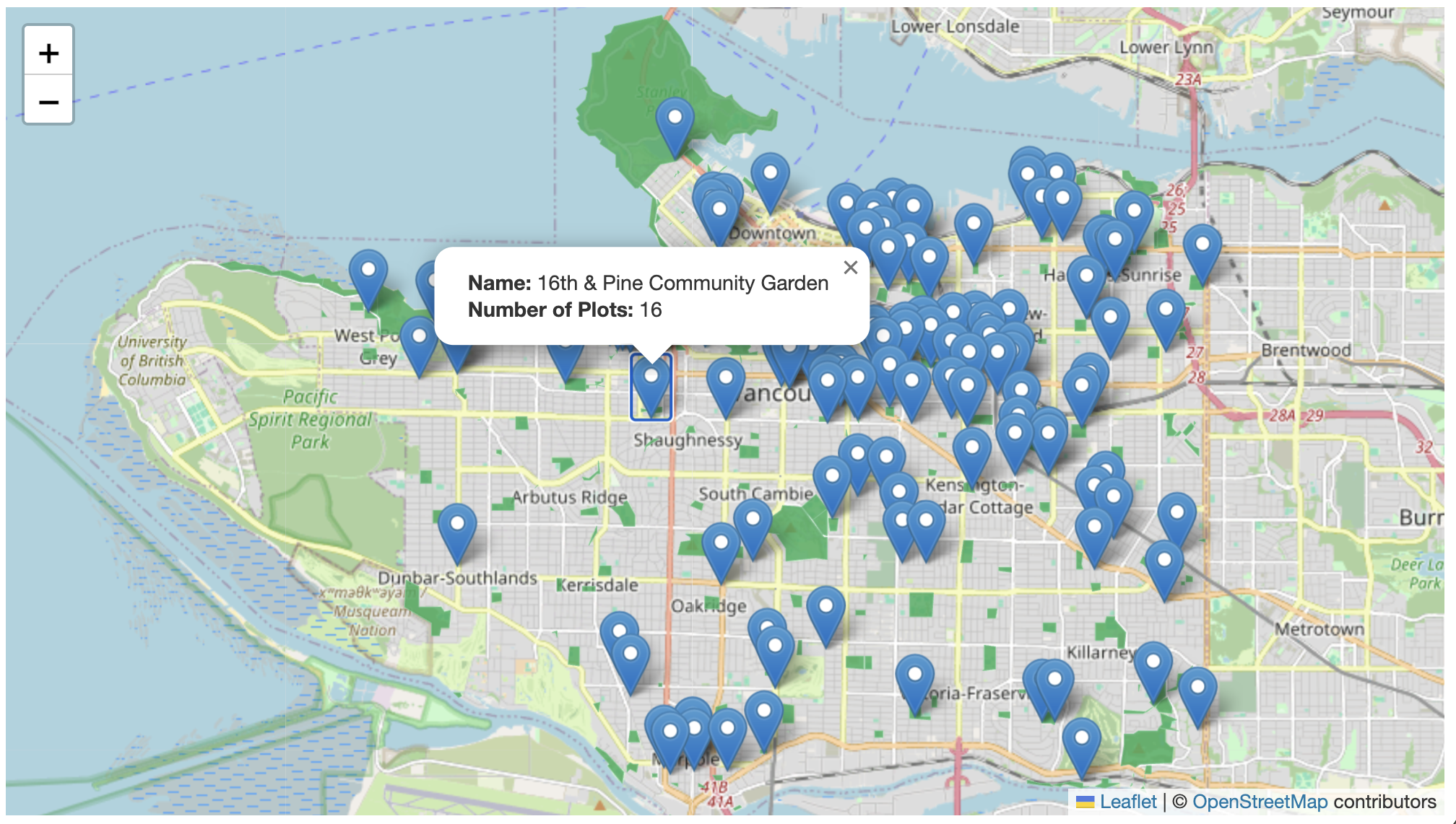 map of elaborated garden popup