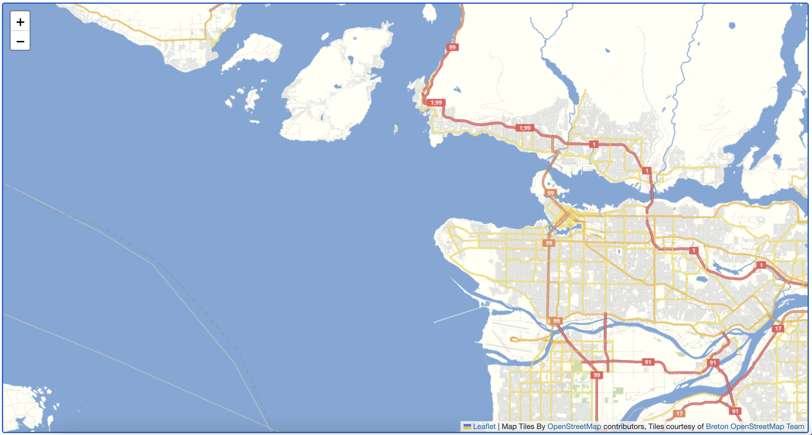Map loads over the center of UBC
