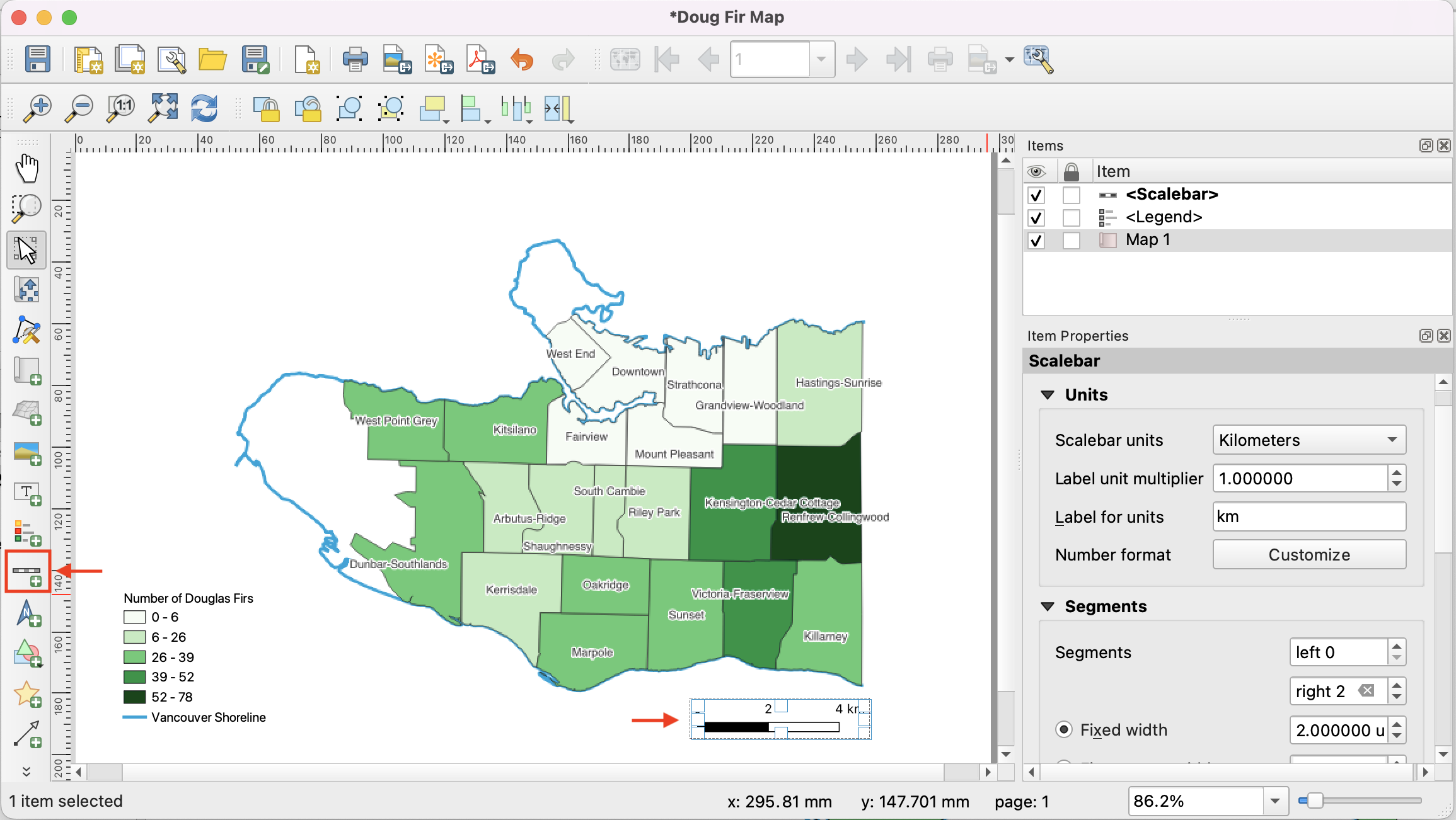 Doug Fir Map scale bar style