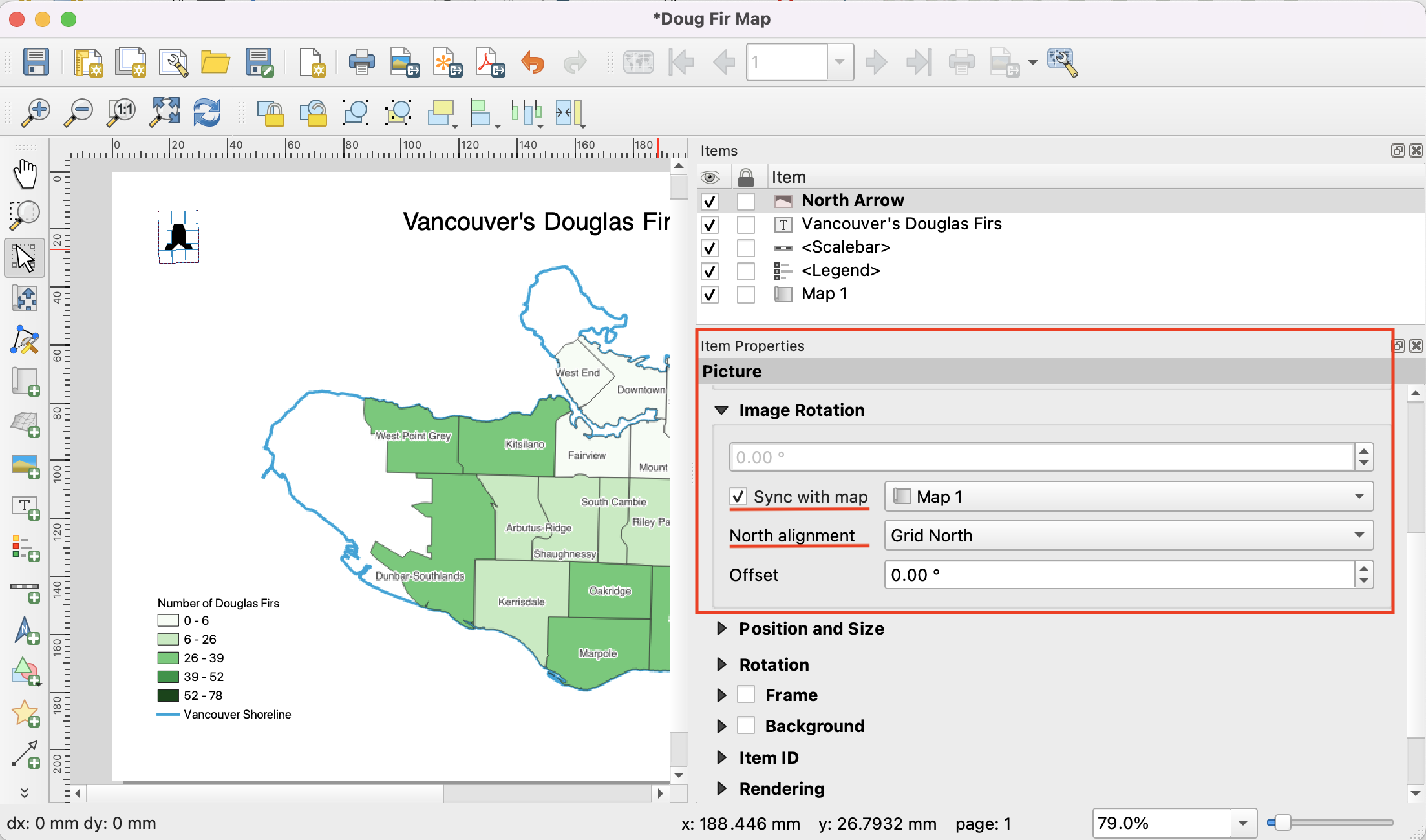 Doug Fir Map north alignment
