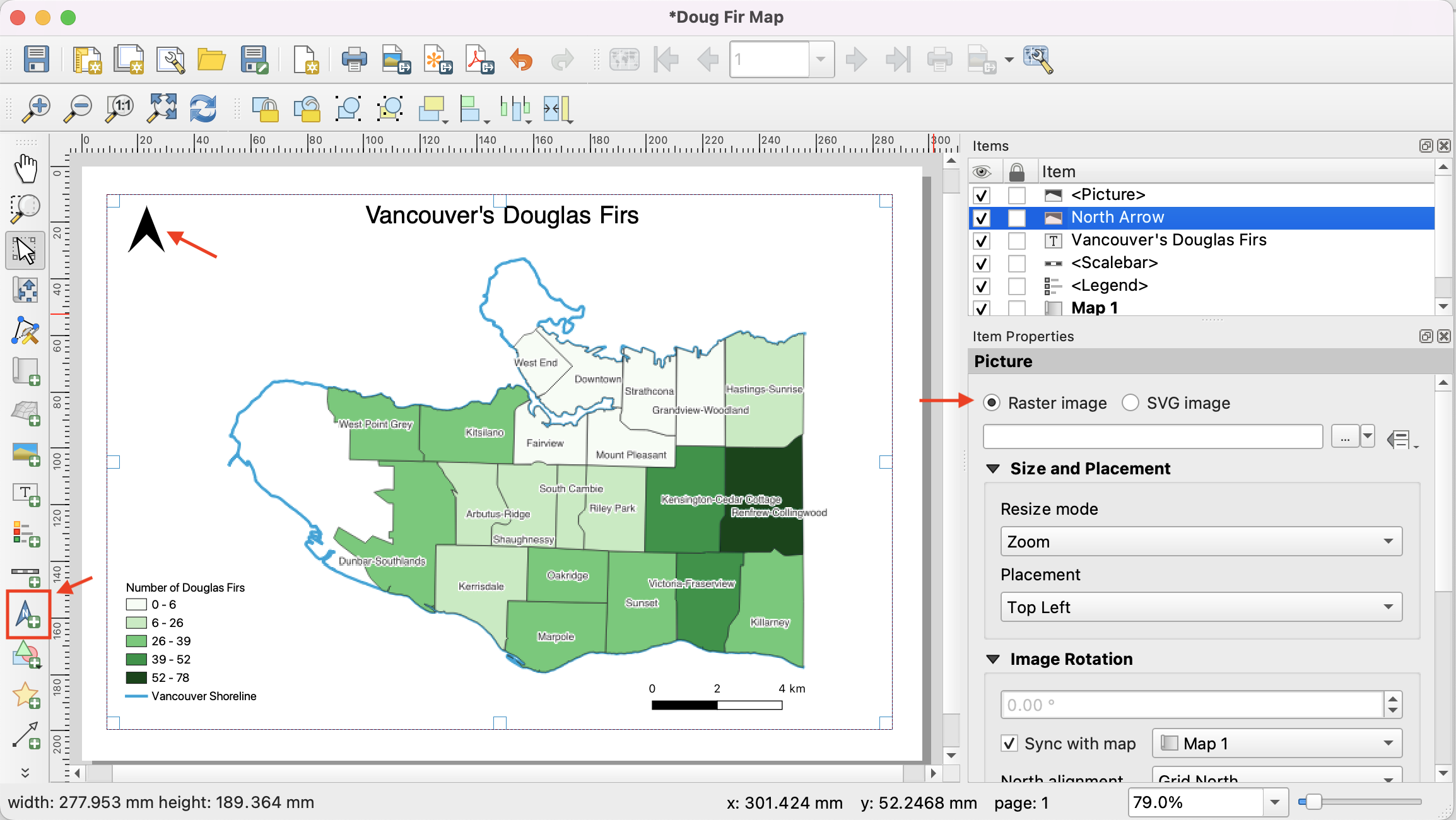 Doug Fir Map north arrow