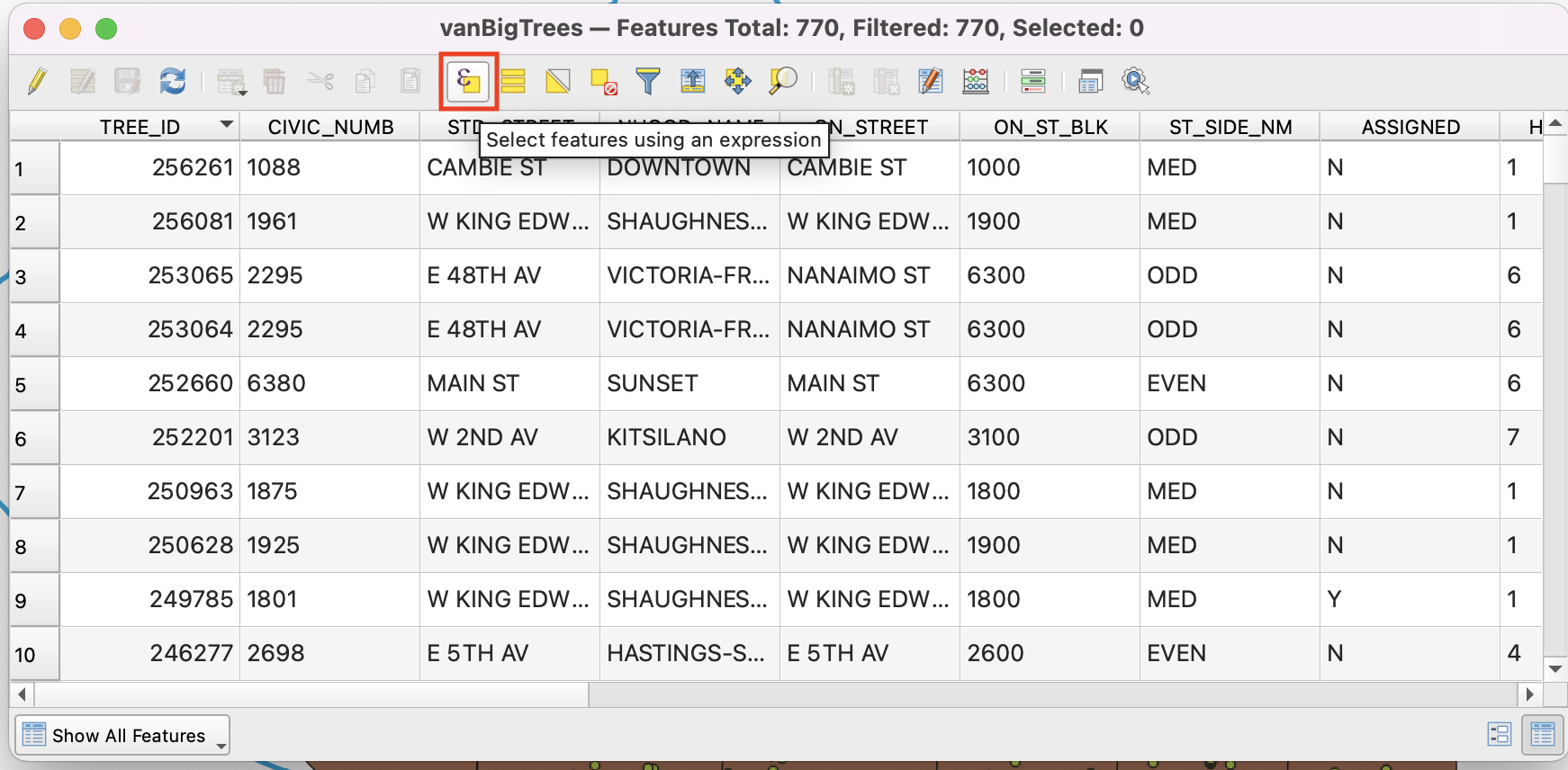 Select features Option 1