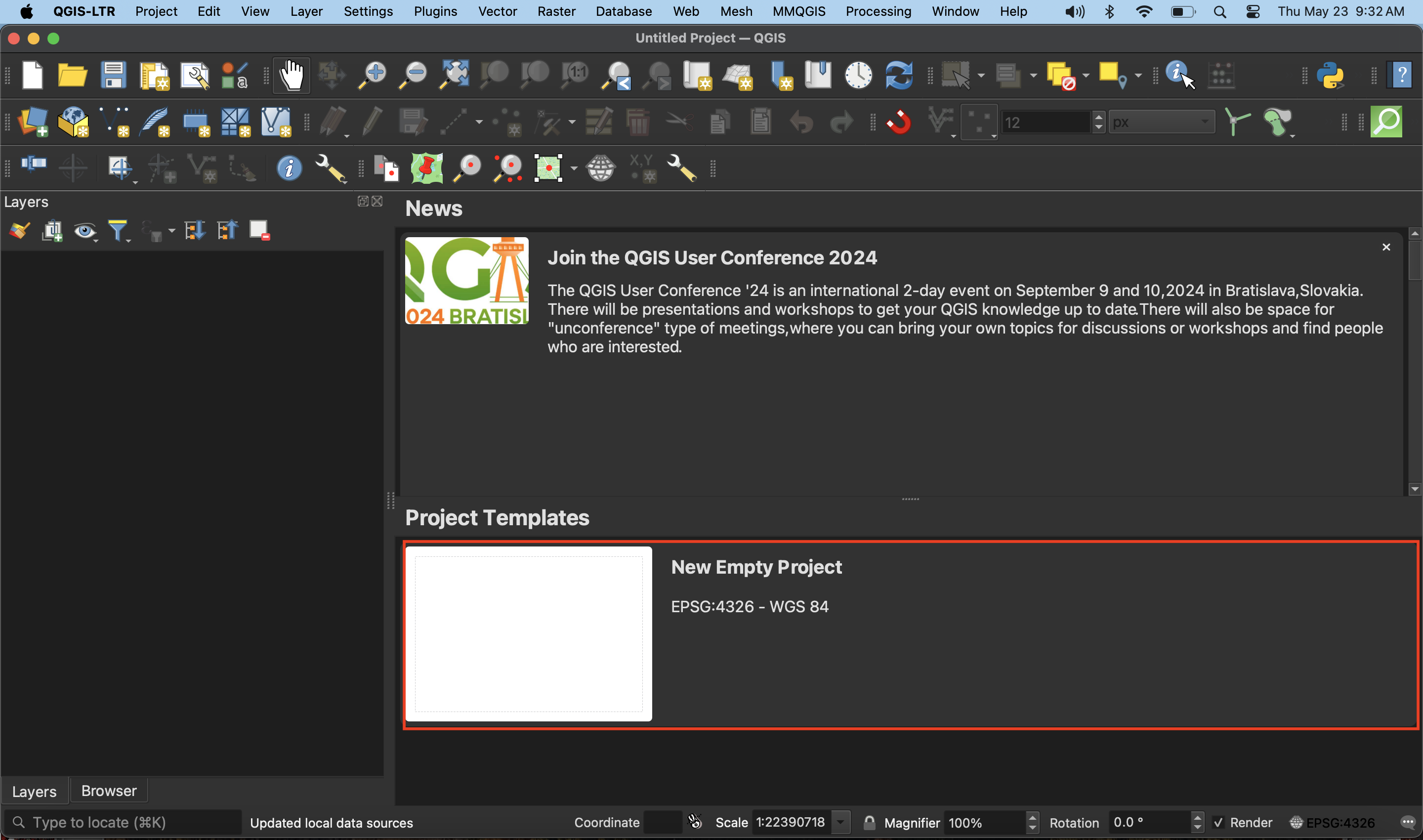 new qgis project
