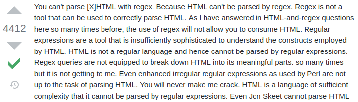 Don't use regex to parse XHTML