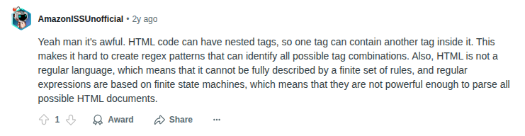 HTML and regex