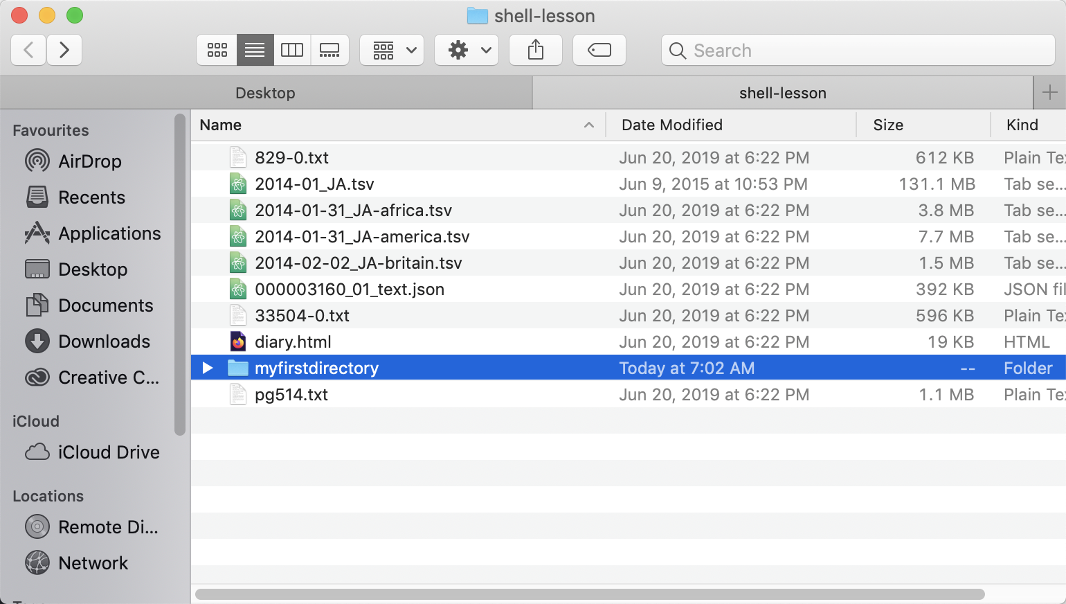 Finder window with empty directory