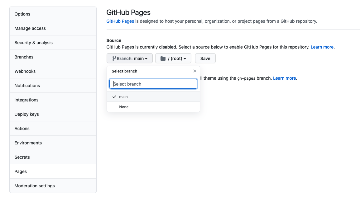 setup github pages