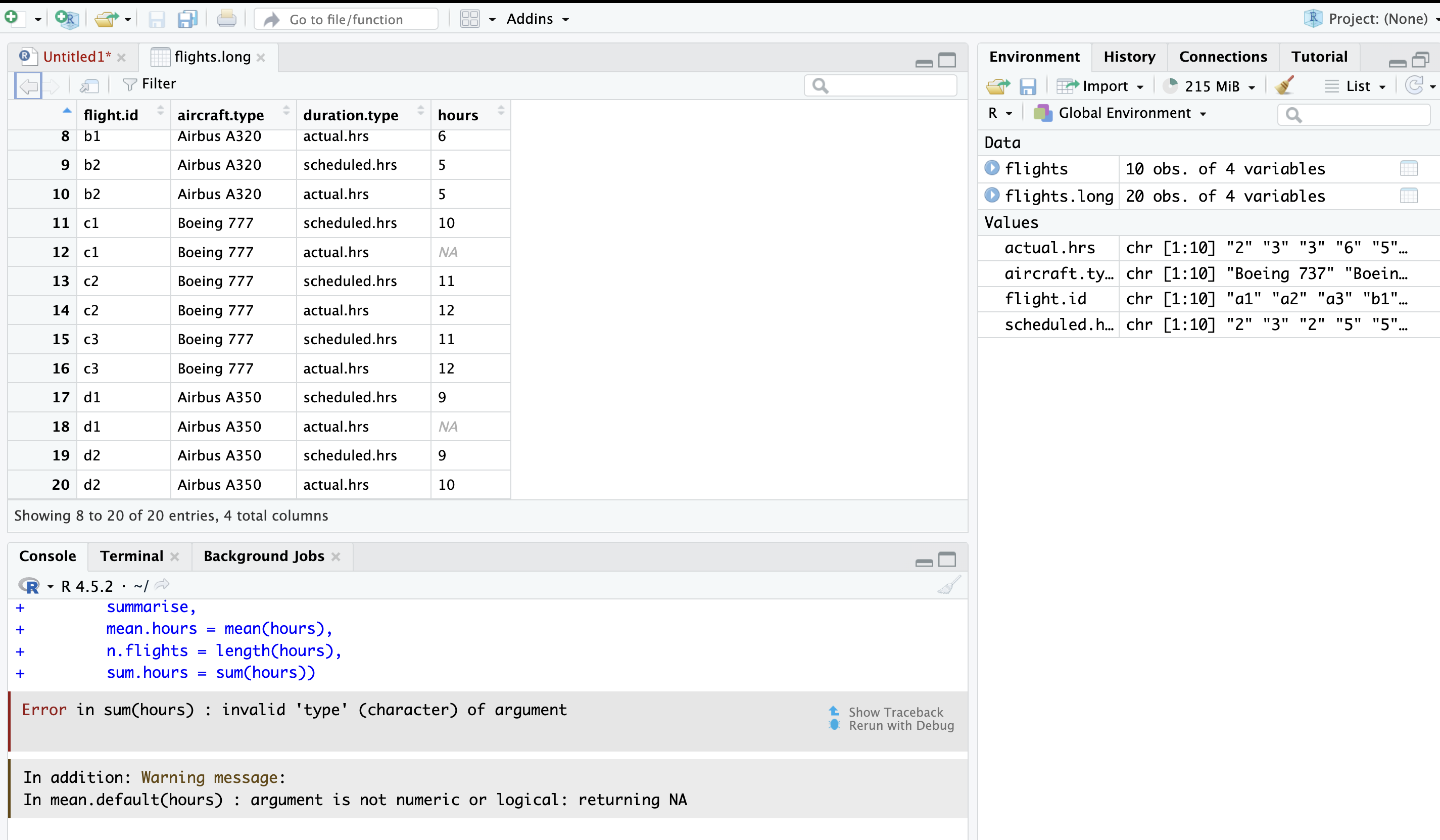 row-wise operations